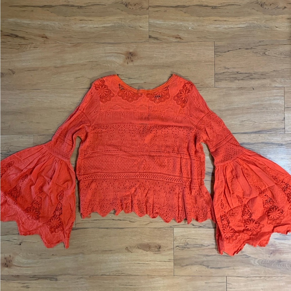 Free people orange crochet Blouse